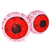 2 Pack 3 FT Halloween Inflatable Huge Eyeballs W/ Air Blower, Red LED Lights