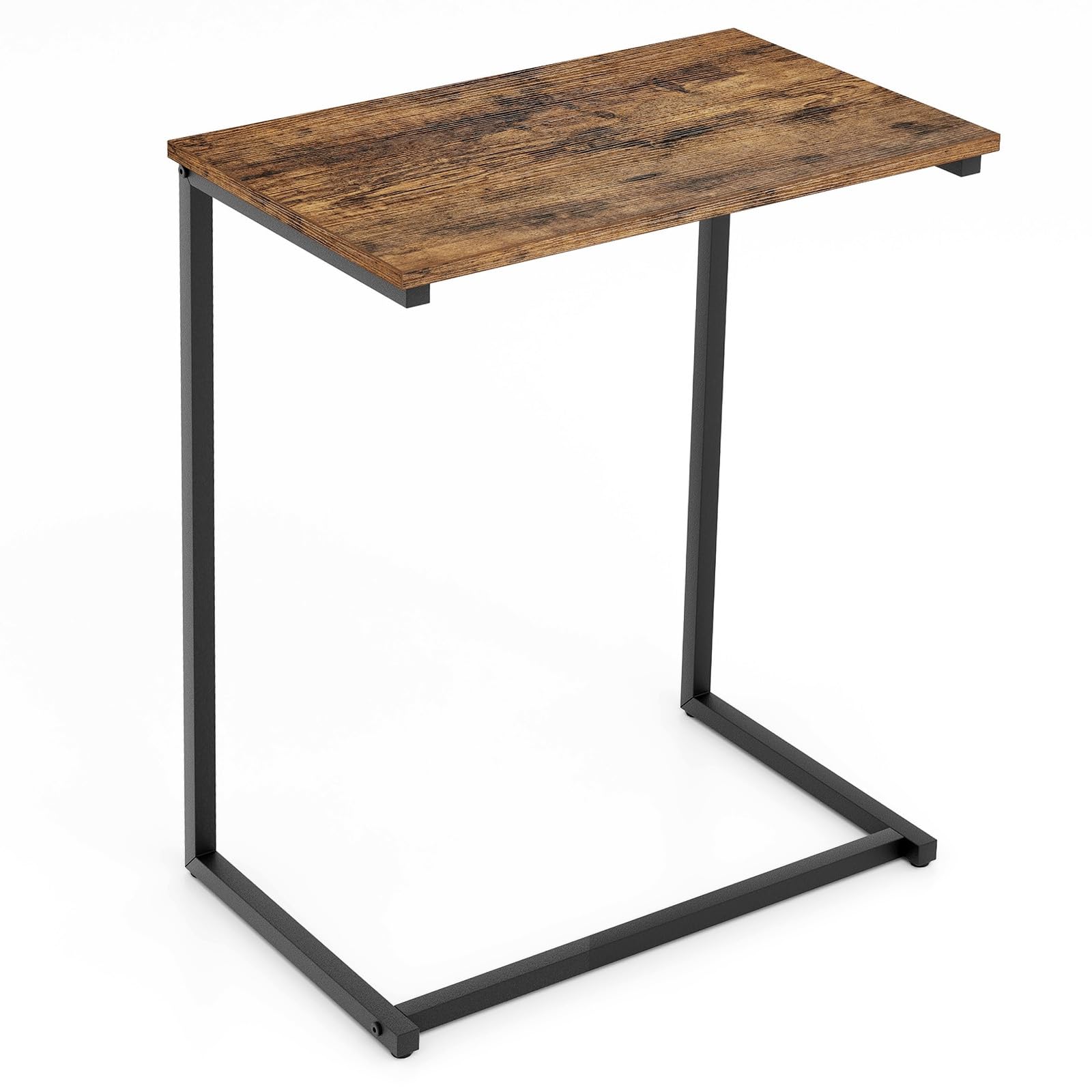 Tangkula C Table Snack Table Over Bed Table with Metal Frame
