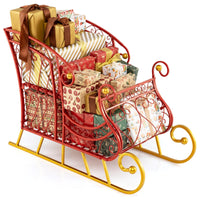 Tangkula Metal Christmas Santa Sleigh Basket with Large Cargo Area
