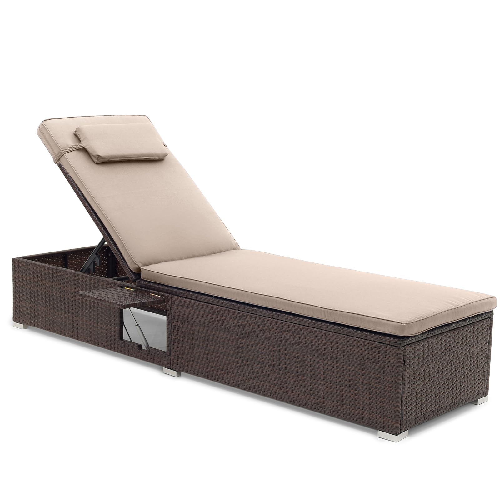 Tangkula Patio Rattan Chaise Lounge for Backyard