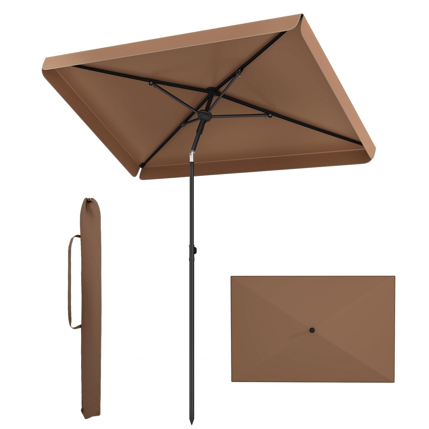 Tangkula 6.5 x 4.3 FT Rectangular Patio Umbrella