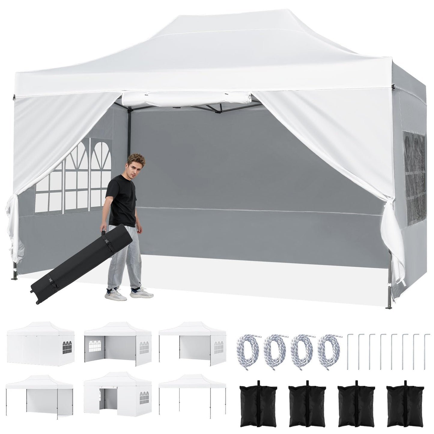 Tangkula Tonnelle Pop-up 3x4,2 m pour Plage, Fêtes, Événements, Camping