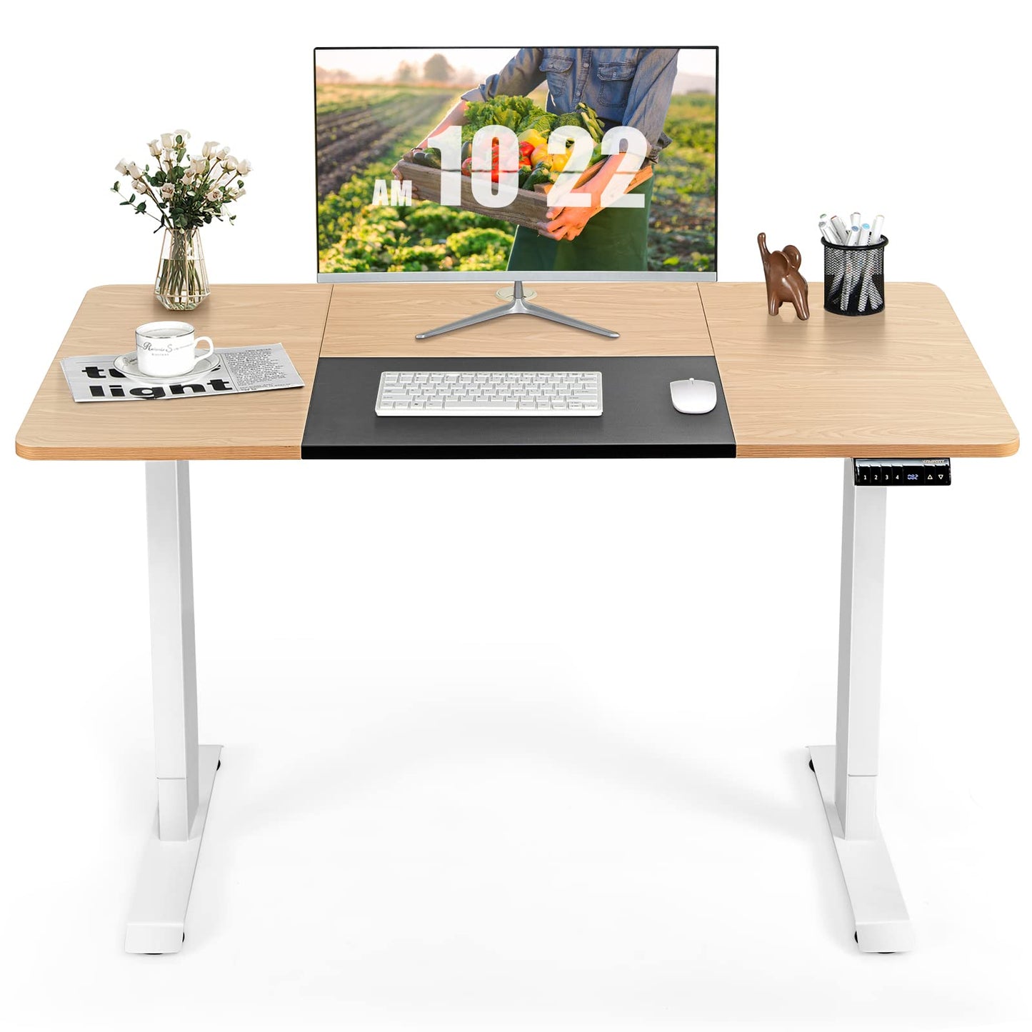 Bureau réglable en hauteur électrique Tangkula 55 x 28 pouces