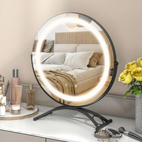 Tangkula Miroir de courtoisie de 16 po avec lumières, miroir de maquillage lumineux à LED à 3 couleurs à intensité variable avec écran tactile