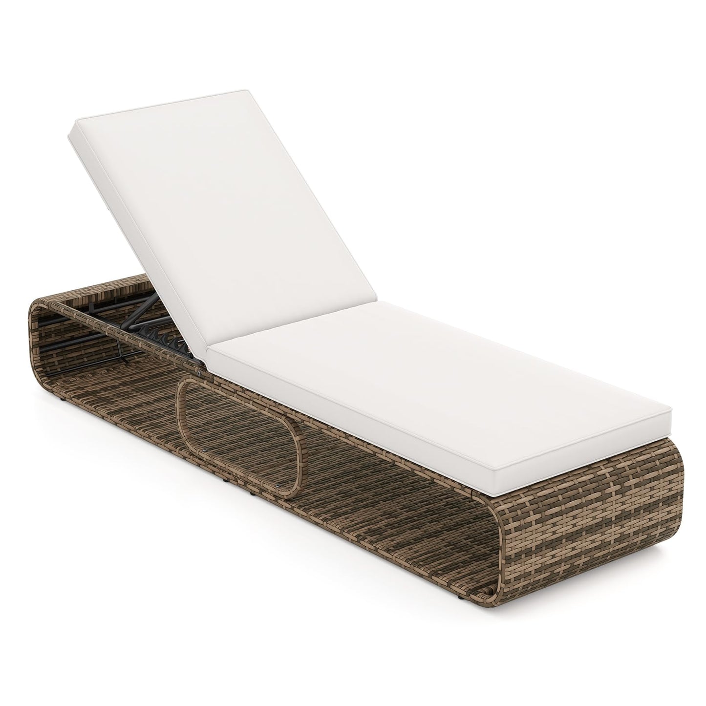 Tangkula Outdoor Chaise Lounge Chair with Adjustable Backrest