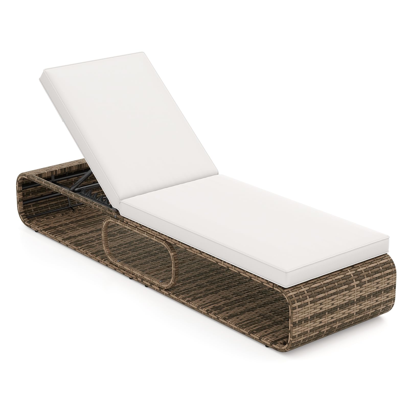 Tangkula Outdoor Chaise Lounge Chair with Adjustable Backrest