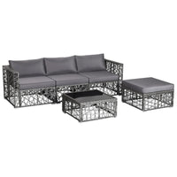 Tangkula 5 Pieces Patio Furniture Set, Patiojoy All Weather Heavy Duty Outdoor PE Rattan (Grey)