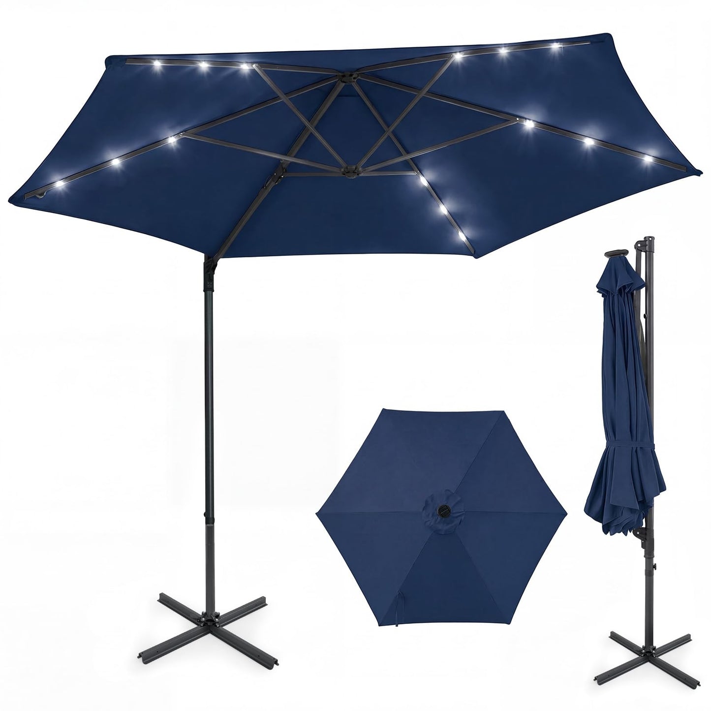 Tangkula 10ft Patio Umbrella with Solar Lights(9.6 x 9.6 x 8 ft)