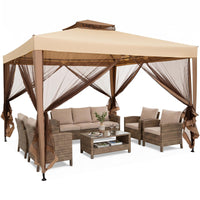 Tangkula 10x10 Ft Outdoor Gazebo with Zippered Mesh Netting