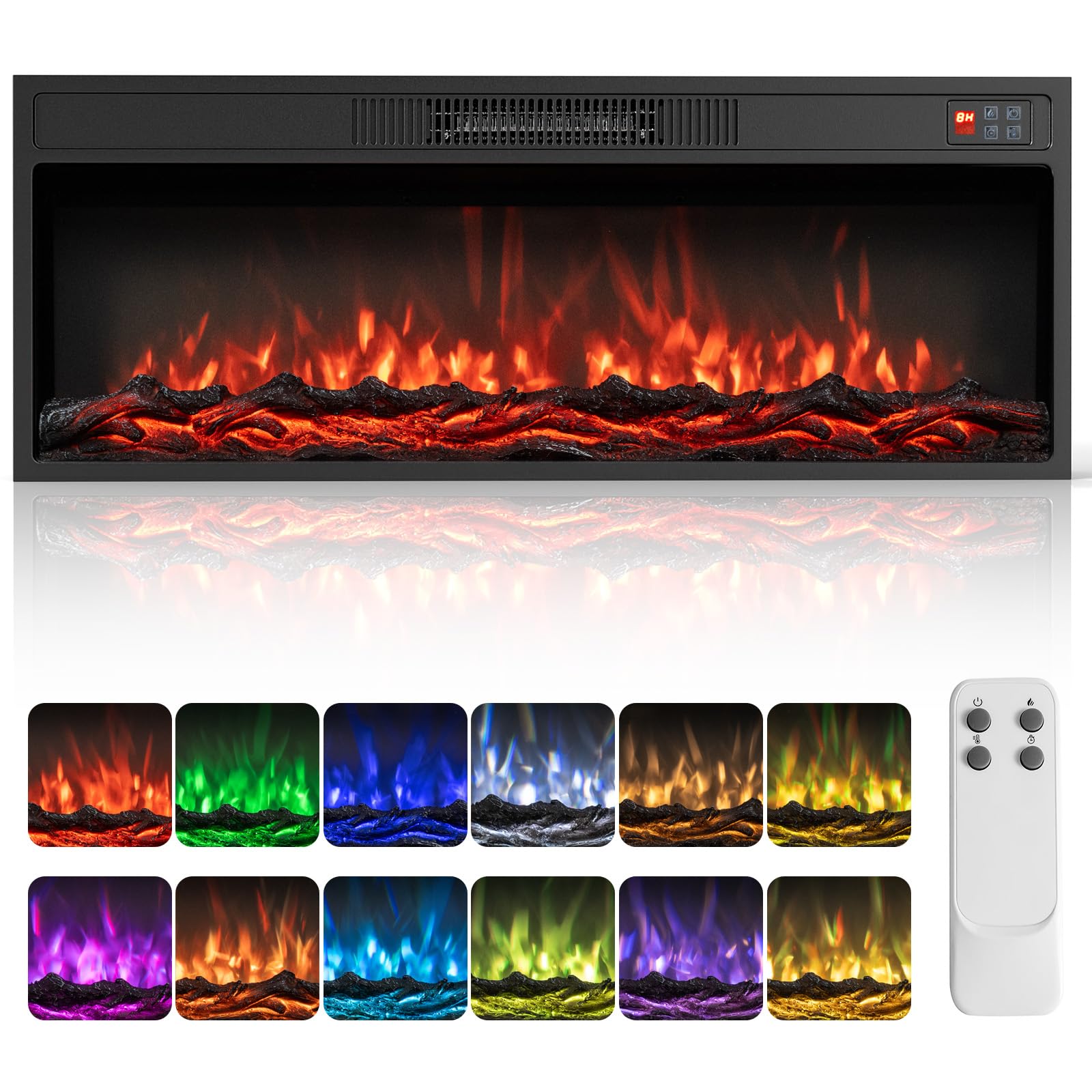 Tangkula 36/40 Inch Recessed Electric Fireplace
