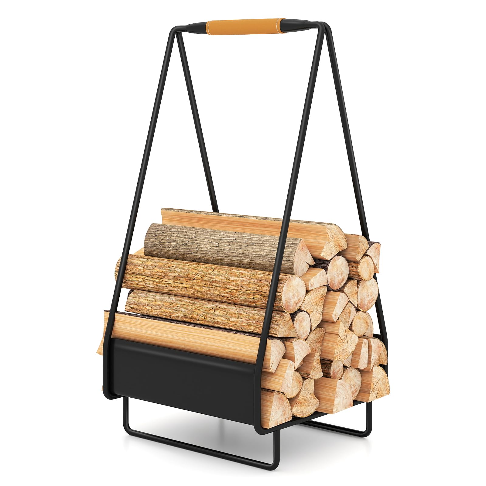 Tangkula Firewood Log Rack with Handle & Elevate Stand