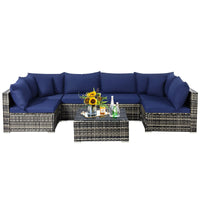 7-Piece Patio Furniture Set, Outdoor Sectional PE Rattan Sofa Set