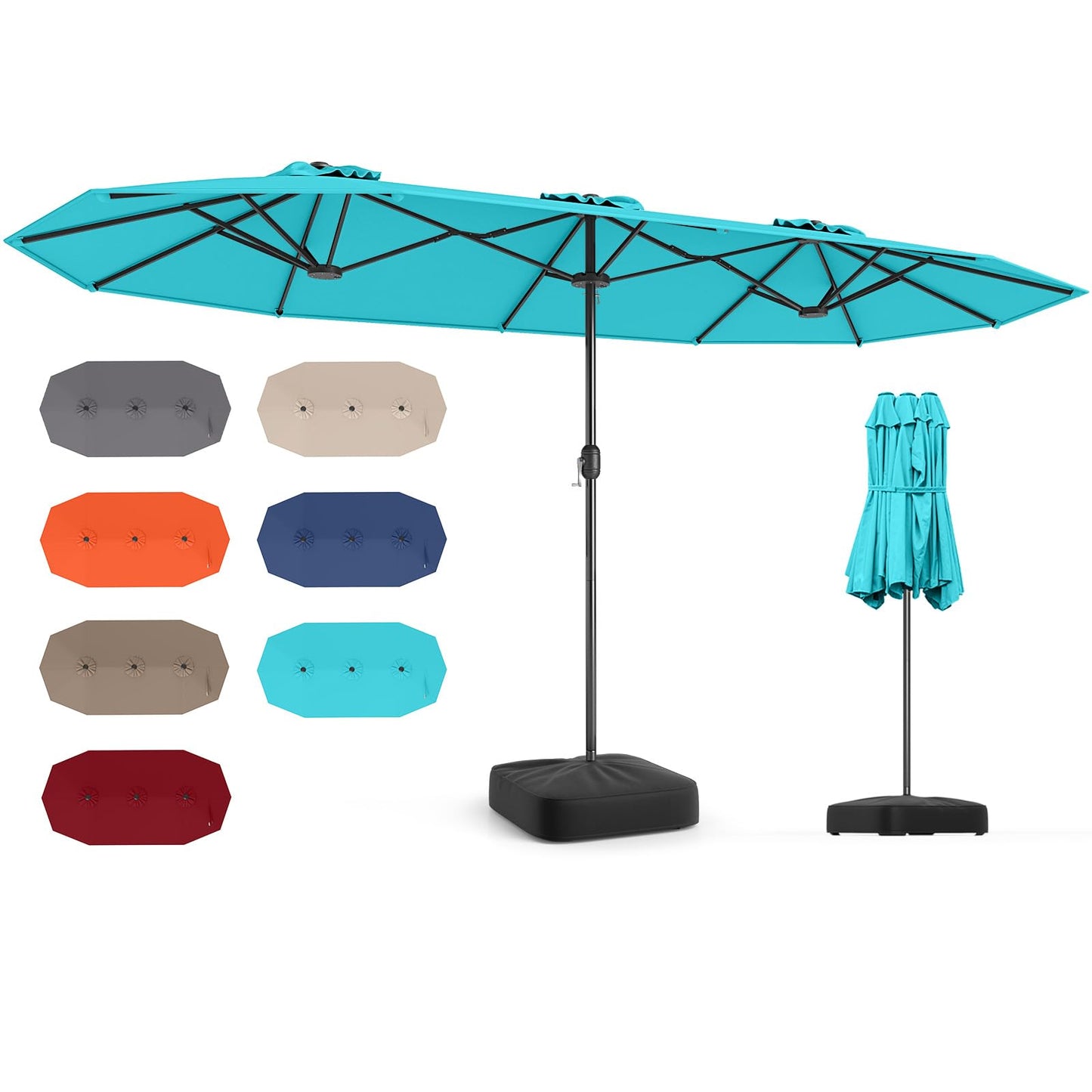 Tangkula 13FT Double-sided Patio Umbrella, Extra Large Twin Table Umbrella with Crank Handle