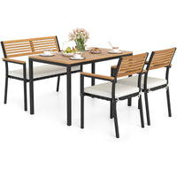 Tangkula 4 Piece Patio Dining Furniture Set w/Acacia Wood & Metal Frame