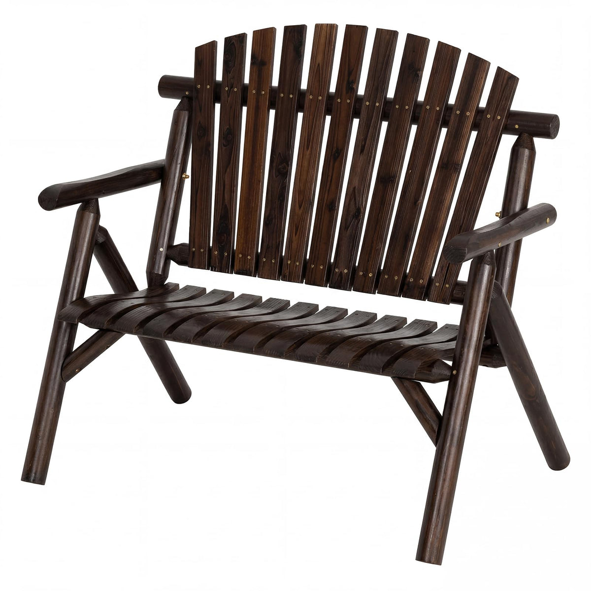 Banc de patio Tangkula en bois de rondins avec dossier à lattes
