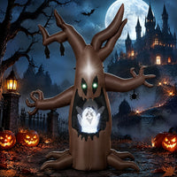 Tangkula 8 FT Halloween Inflatable Dead Tree with Animated Popping Ghost