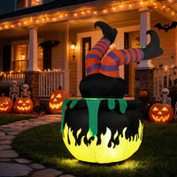Tangkula 6 FT Animated Halloween Lighted Inflatable Kicking Witch