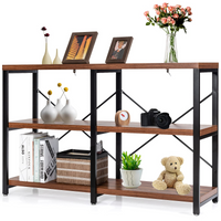 Tangkula Rustic Console Sofa Table, 3 Tier Console Table with Shelves, Industrial Foyer Table with Adjustable Feet, Living Room TV Stand