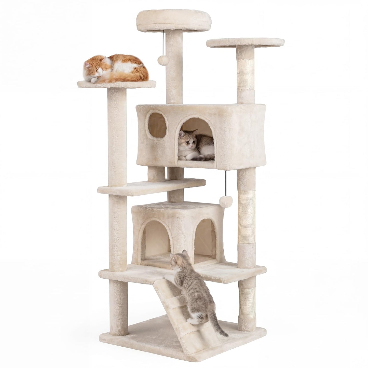 Tangkula 52 Inch Multi-Level Cat Tower with Sisal Scratching Posts
