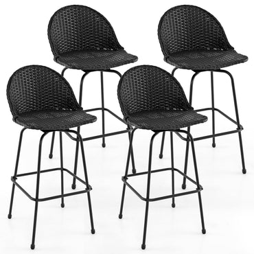 Tangkula Rattan Swivel Barstools Patio Counter Height Chairs