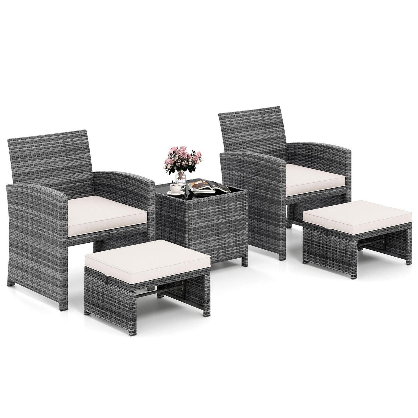 Tangkula 5 Pieces Patio Conversation Furniture Set