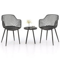 Tangkula 3 Piece Patio Bistro Set, All Weather Heavy Duty Table and Chairs Set of 2 with Widen Seats