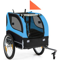 Tangkula Dog Bike Trailer, Breathable Mesh Dog Cart with 3 Entrances, Safety Flag