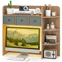 Tangkula Desktop Bookshelf with LED Lights Dorm Desk Hutch