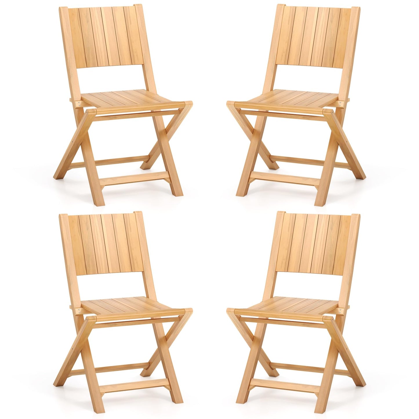 Tangkula 2/4 Pieces Folding Patio Chairs（slat back）