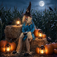 Tangkula 5.2 FT Animated Halloween Sitting Scary Scarecrow Decoration