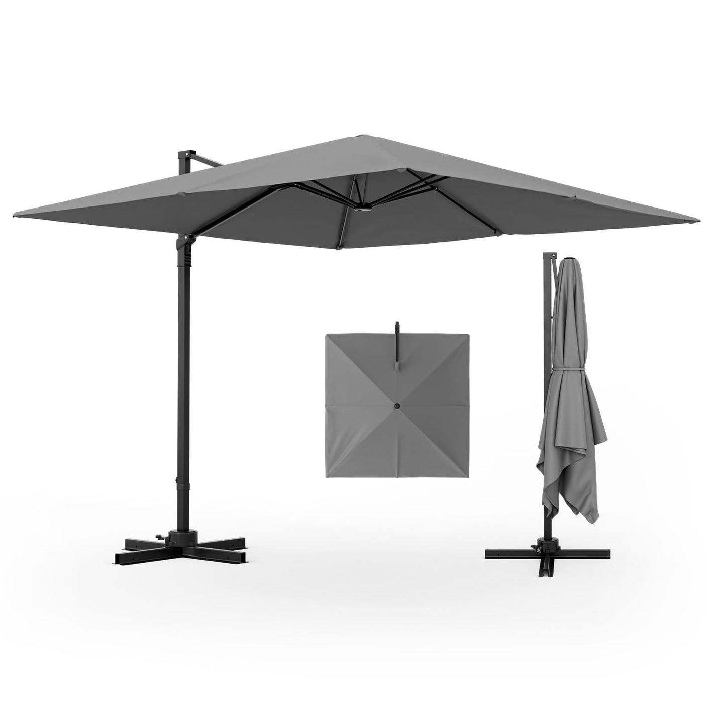 TANGKULA 9.5 FT Cantilever Patio Umbrella, Outdoor Square Offset Umbrella with 360-degree Rotation