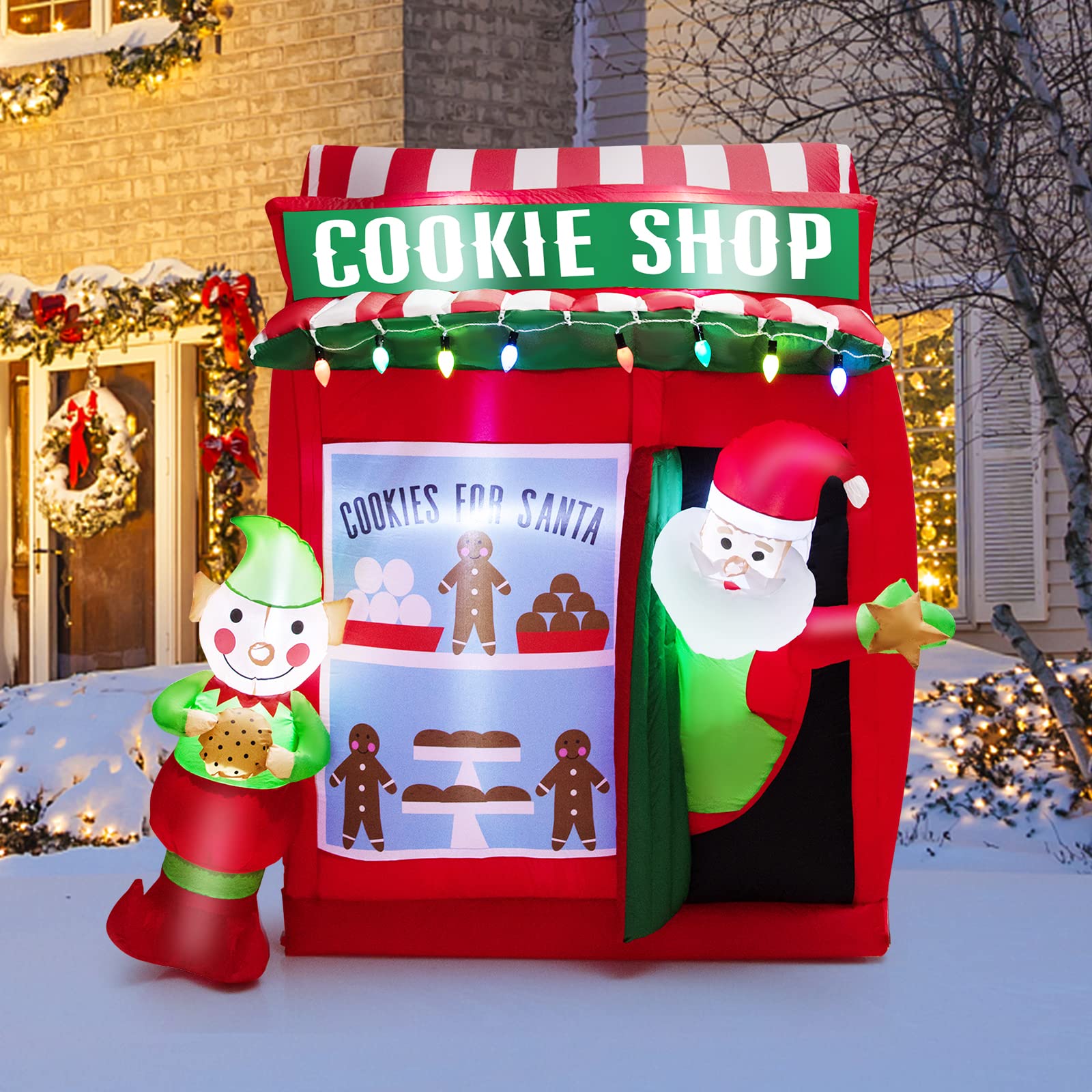Tangkula 6.5 FT Christmas Inflatable Santa Claus for Yard