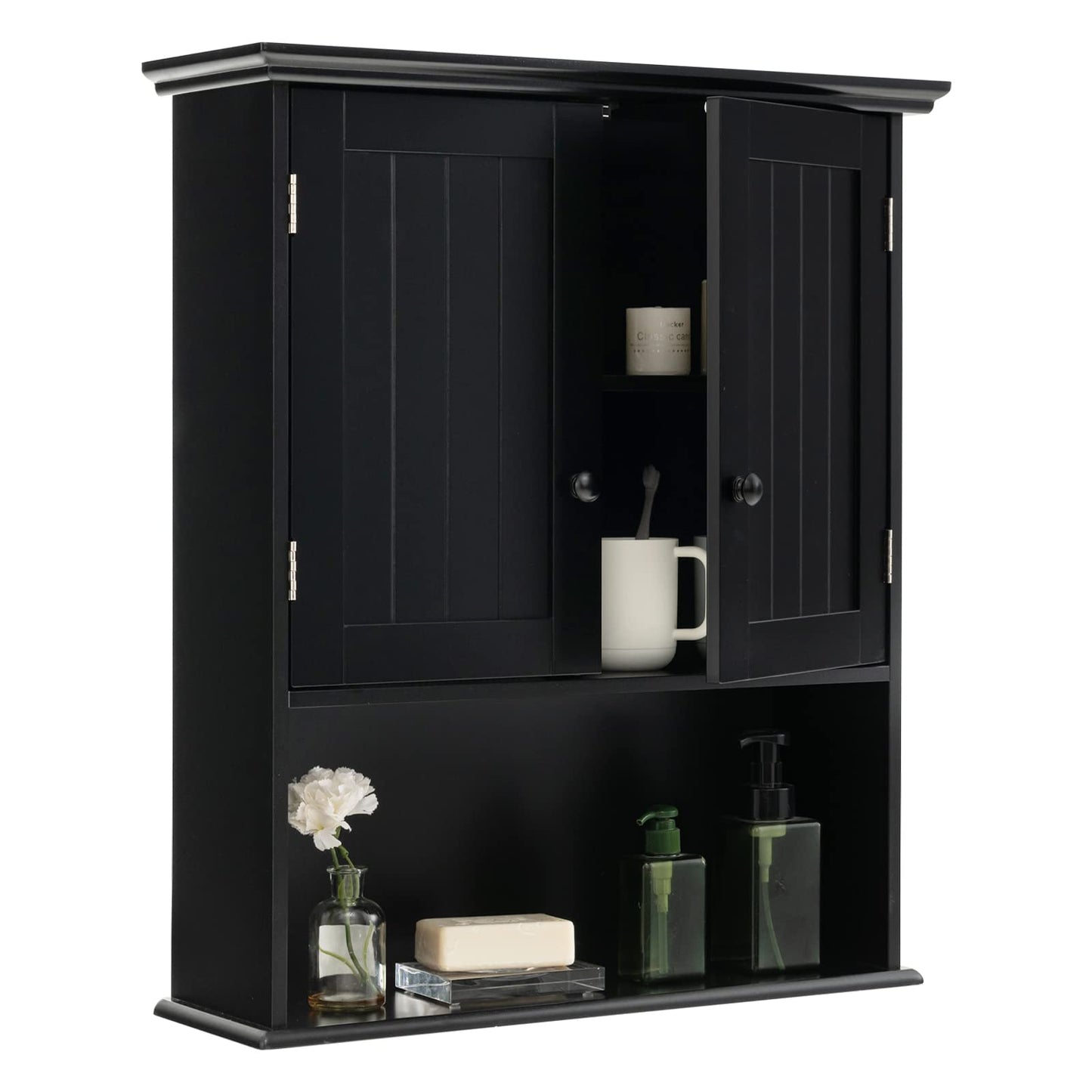 Tangkula Wall Mount Bathroom Cabinet Wooden