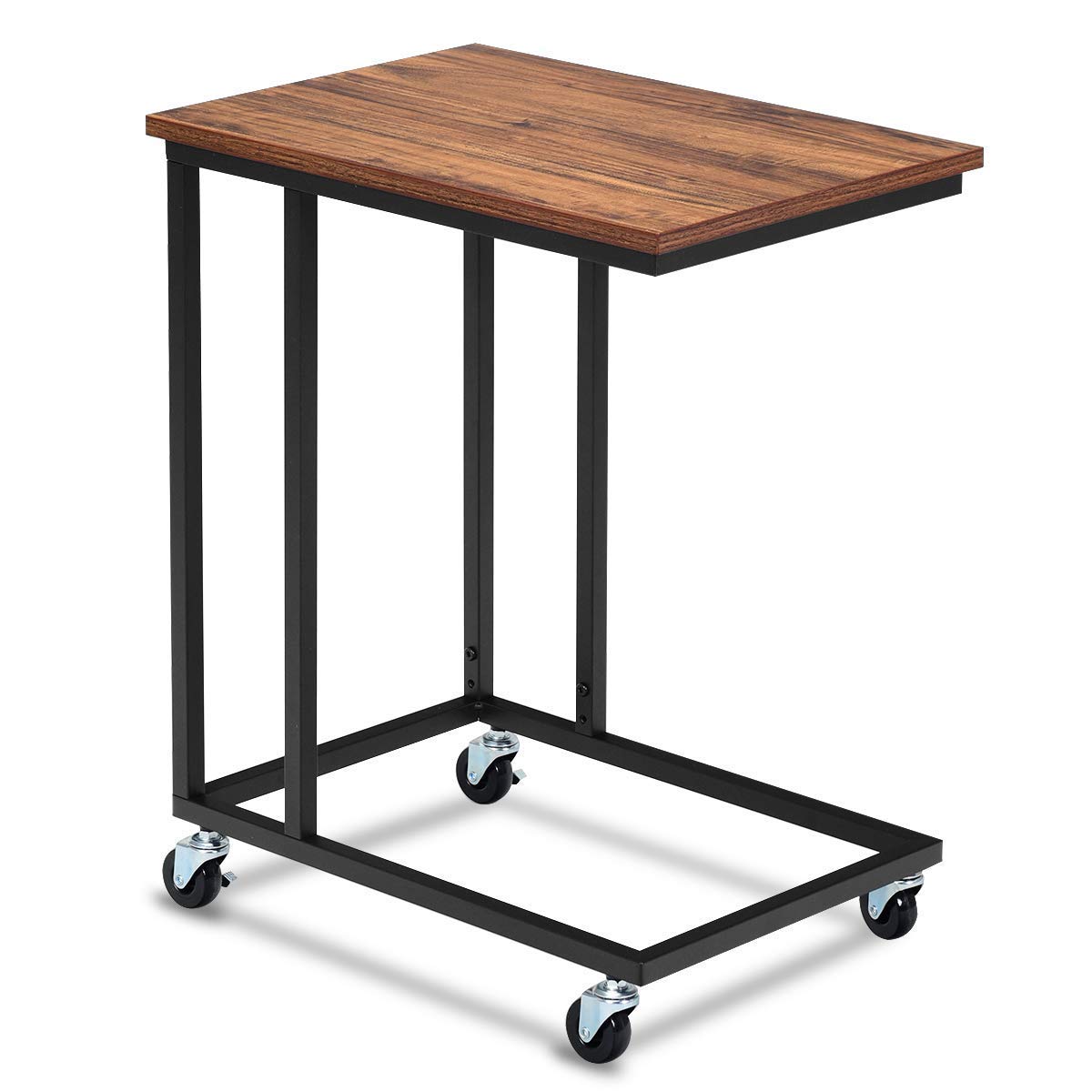 Tangkula Industrial Mobile Side Table, Movable End Table for Coffee Tablet