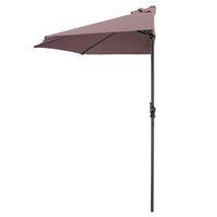 9 ft Half Round Outdoor Patio Umbrella, Market Umbrella with Crank and 5 ribs