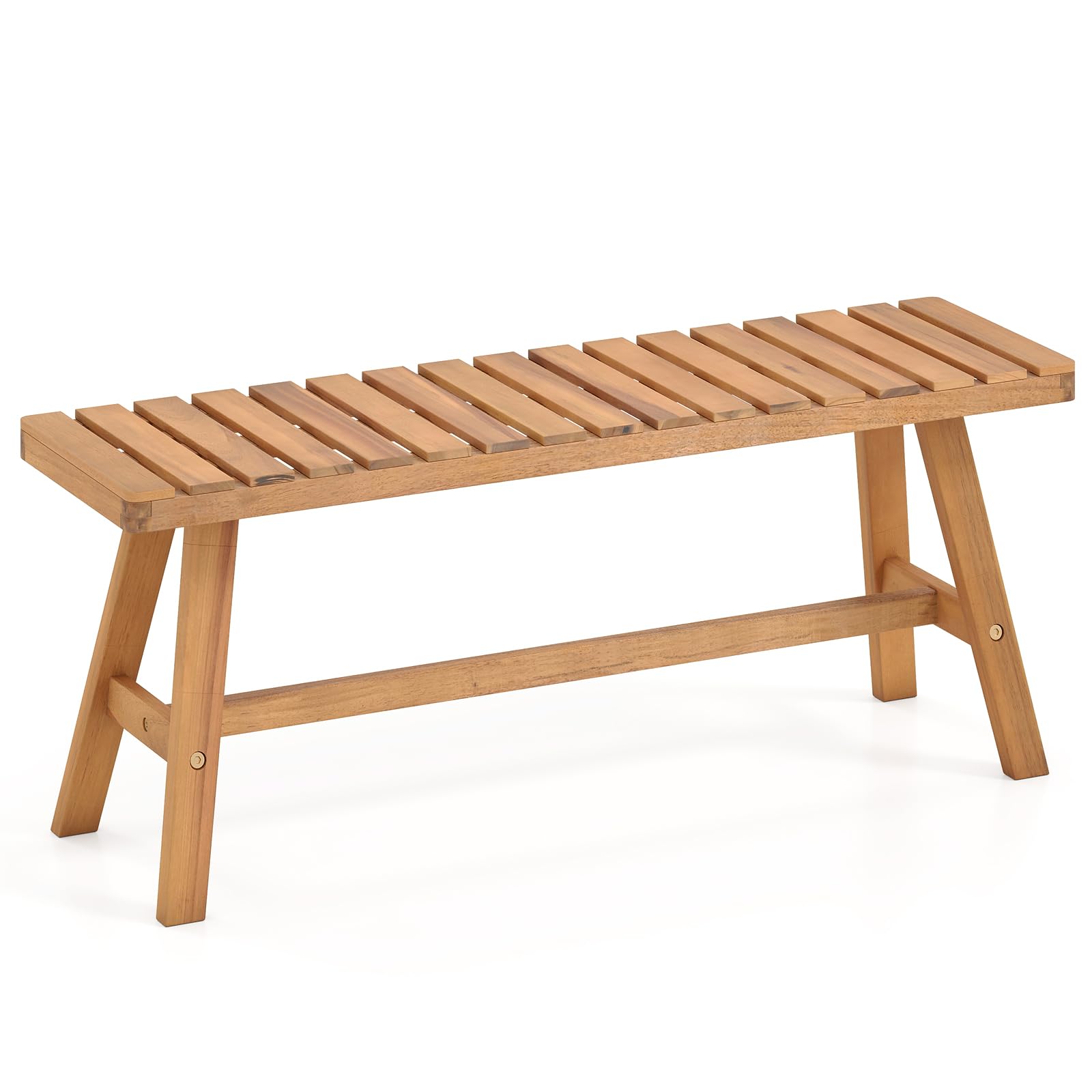 Tangkula Acacia Wood Outdoor Garden Bench Set of 1/2 with Slatted Seat