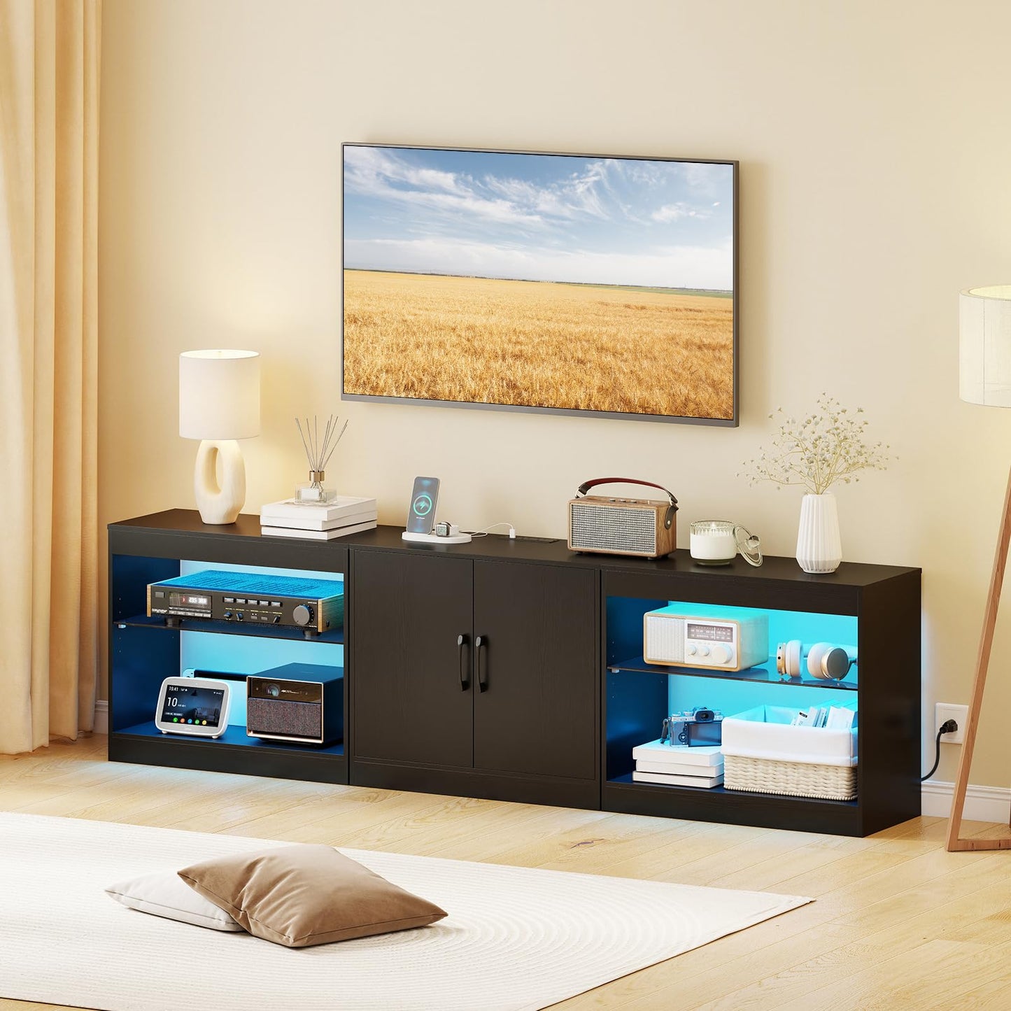 Tangkula LED TV Stand for TVs up to 85 Inches for Living Room