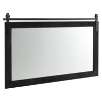 Tangkula Farmhouse Wall Mirror, 40" x 26" Rustic Bathroom Mirror with Fir Wood Frame