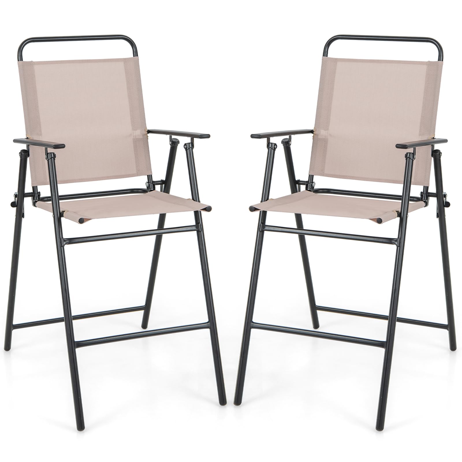 TAGNKULA Outdoor Folding Bar Stool Set of 2/4, Patio Dining Chairs, Outdoor Bar-Height Stools w/Armrests