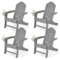 Tangkula Adirondack Chair Outdoor, Fade Resistant HDPE Armchairs with Cup Holder