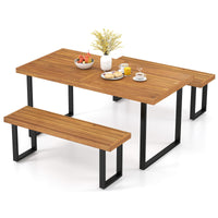 Tangkula 3 Pieces Patio Dining Table Set for Garden Yard