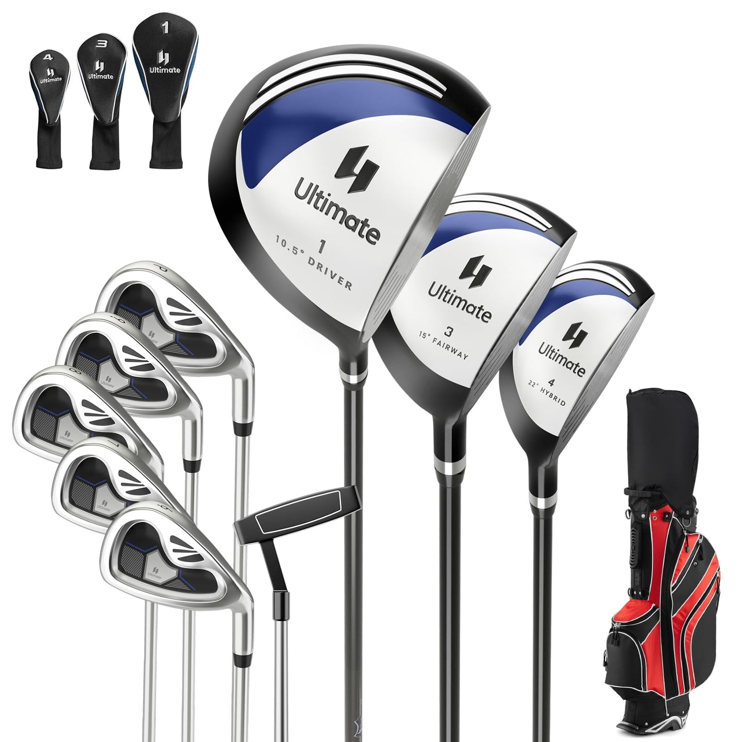 Tangkula Ensemble complet de 10 clubs de golf pour homme, droitier