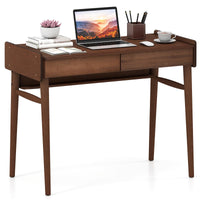 Tangkula Bureau informatique en bambou avec 2 tiroirs de rangement