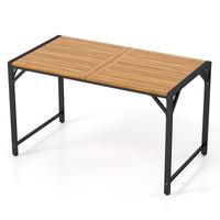 Tangkula Acacia Wood Outdoor Dining Table with 1.97” Umbrella Hole