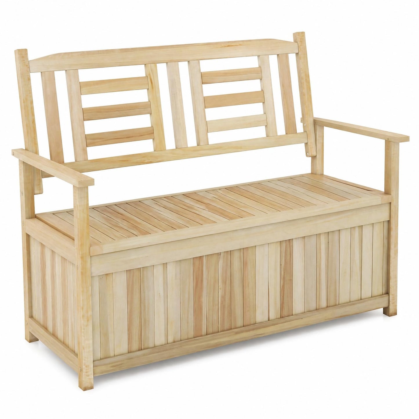 Tangkula Outdoor Wood Storage Bench for Garden