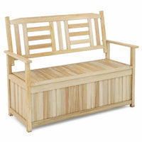 Tangkula Outdoor Wood Storage Bench for Garden