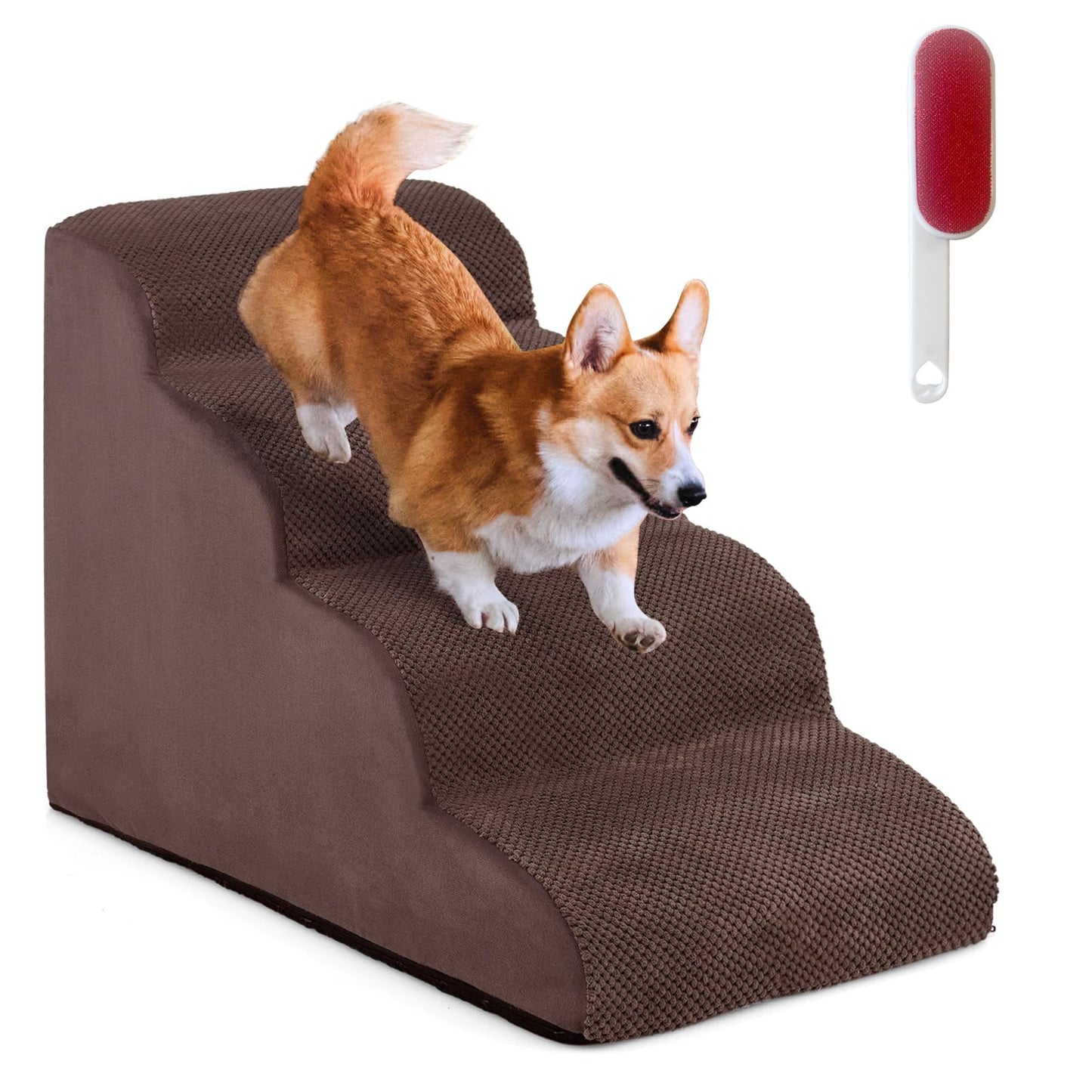 Tangkula Foam Dog Stairs for High Beds, Extra Wide & Deep Pet Ramp
