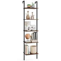Tangkula 5 Tier Wall Mount Ladder Shelf with Anti-Tipping Kits for Home Office