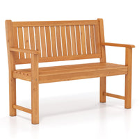 Tangkula 2-Seater Outdoor Wooden Bench with Slatted Seat