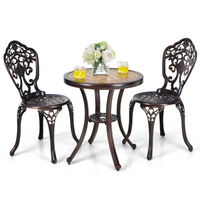Tangkula 3 Piece Cast Aluminum Bistro Set